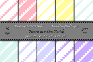 Download Pastel Hearts in a Line Digital Scrapbook Paper Pack - Scrapbook paper Collection