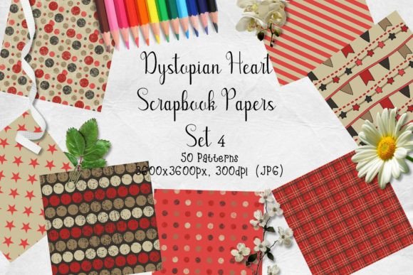 Download Dystopian Heart Scrapbook Paper Set 4 - Scrapbook paper Collection