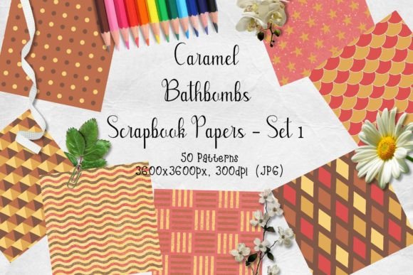 Download Caramel Bathbombs Scrapbook Paper Set - Scrapbook paper Collection