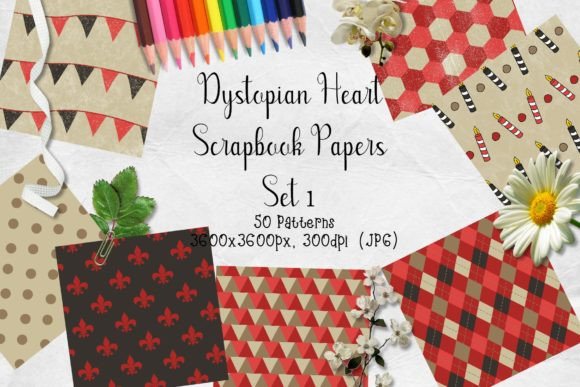 Download Dystopian Heart Scrapbook Paper Set 1 - Scrapbook paper Collection