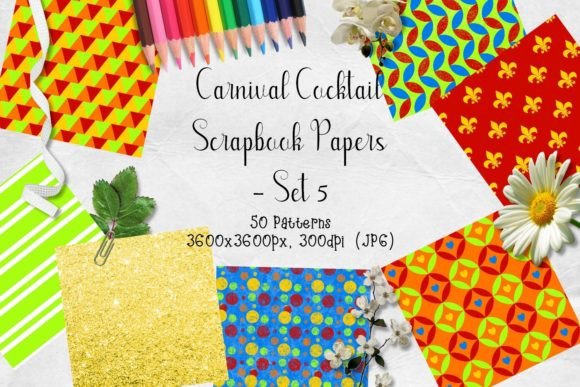 Download Carnival Cocktails Scrapbook Paper Set 5 - Scrapbook paper Collection