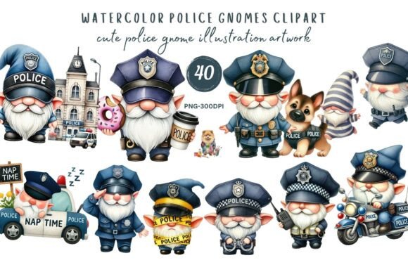 Download Watercolor Police Gnome Clipart Cute PNG - Clipart cute Collection