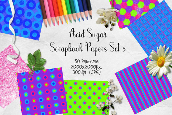 Download Acid Sugar Scrapbook Paper Set 5 - Scrapbook paper Collection