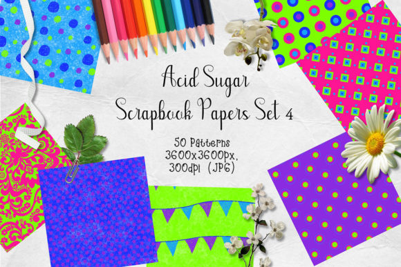Download Acid Sugar Scrapbook Paper Set 4 - Scrapbook paper Collection