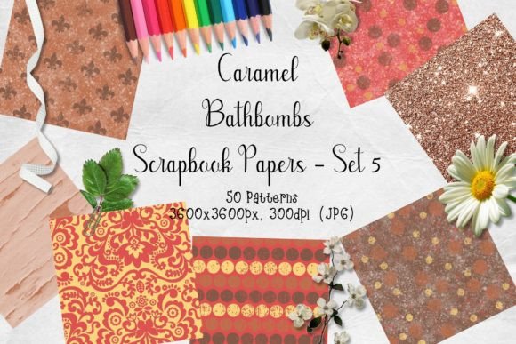 Download Caramel Bathbombs Scrapbook Paper Set 5 - Scrapbook paper Collection