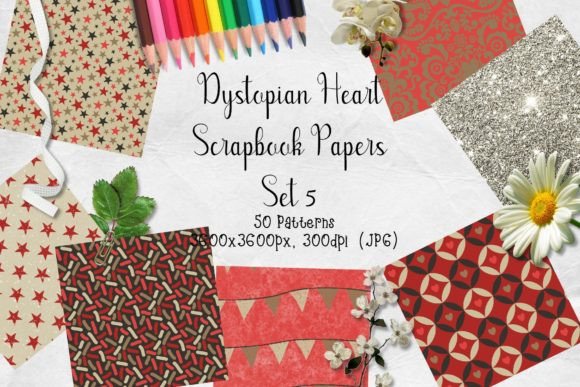 Download Dystopian Heart Scrapbook Paper Set 5 - Scrapbook paper Collection