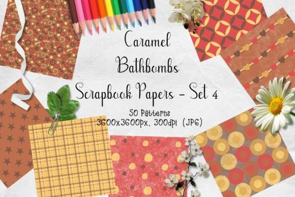 Download Caramel Bathbombs Scrapbook Paper Set 4 - Scrapbook paper Collection
