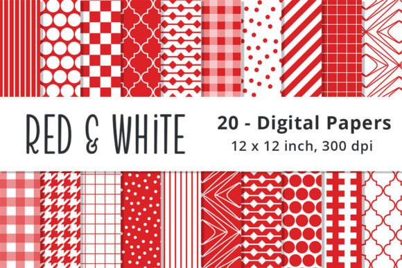 Download Red and White Digital Scrapbook Papers - Scrapbook paper Collection