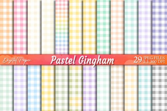 Download Pastel Gingham Plaid Scrapbook Paper Set - Scrapbook paper Collection